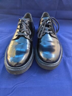 AllSaints Mercy Black Patent Leather Derby Shoes